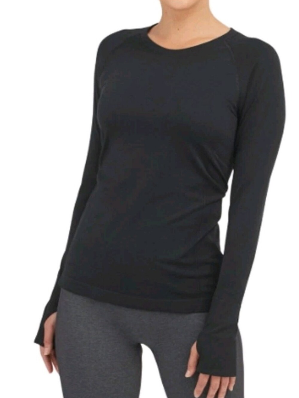 SPANX Lamn Seamless Black Long Sleeve Crew Neck Base Layer Shirt Women Sz XL NWT